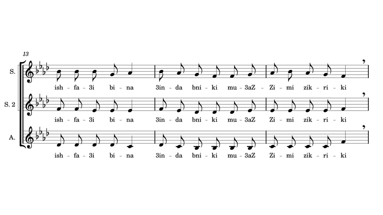 Tubaki Maryam (طوباك مريم) – SSA Choir & Organ | Scrolling Score | Arabic Marian Hymn