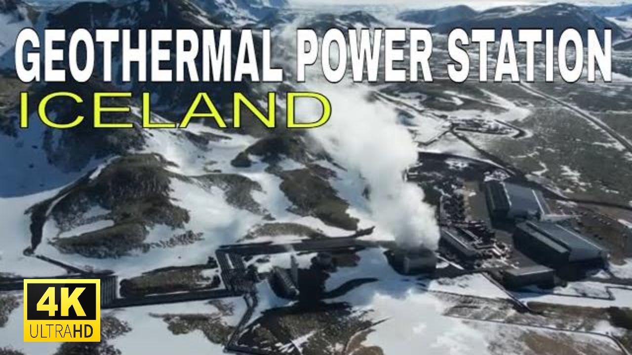 Hellisheiði Geothermal Power Plant, the biggest in Iceland. Third biggest in the world. 4K Drone.