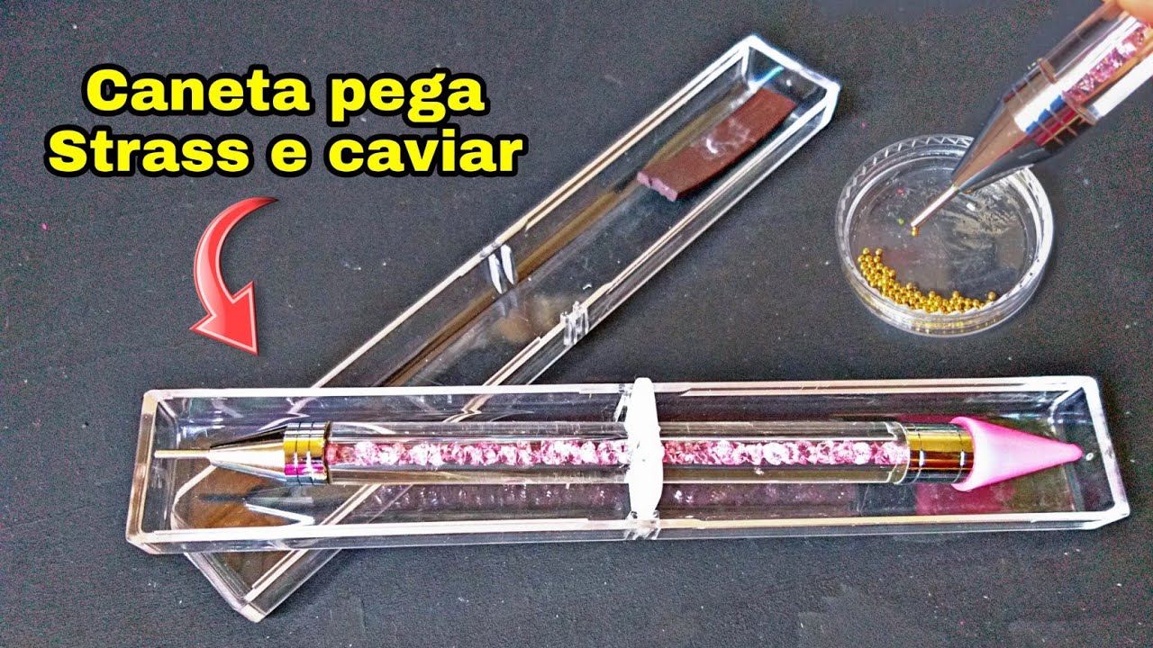 TESTANDO CANETA PEGA STRASS E CAVIAR /agadesivosdeunhas