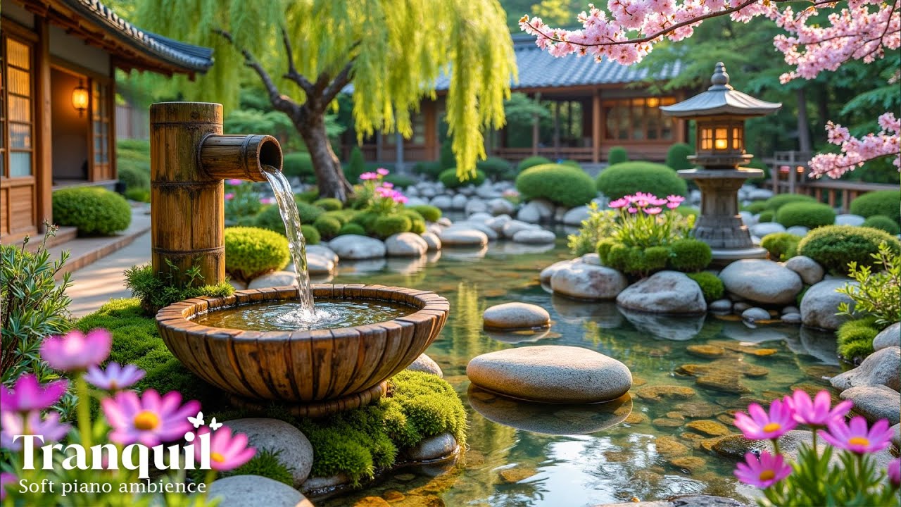 Healing of the Mind 🌿 Bamboo Water Sounds & Relaxing Music, Anxiety Relief