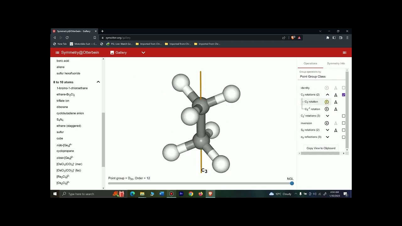 Symmetry in Ethane Staggered Form | D3d Point Group