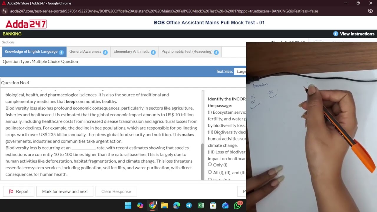 bob office assisstant mains mock 1