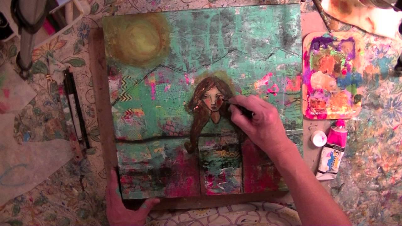 Mixed Media collage painting tutorial and process video