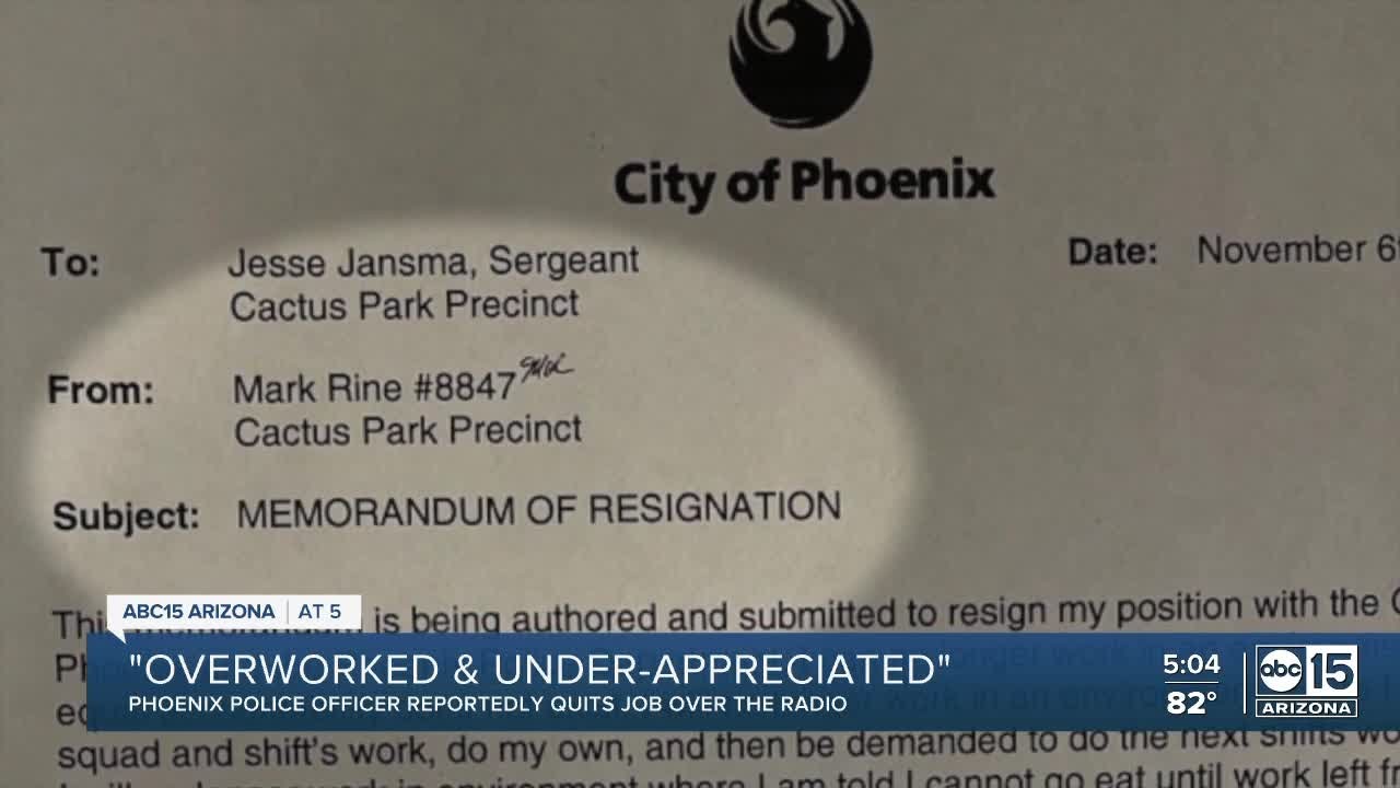 Phoenix police officer resigns from job over the radio