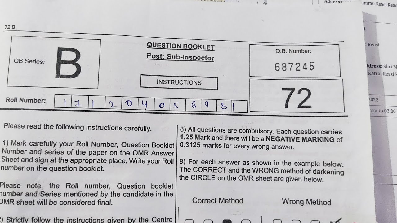 JKP SI  Paper Solved 2022 || JKSSB Sub Inspector Solved Paper 2022