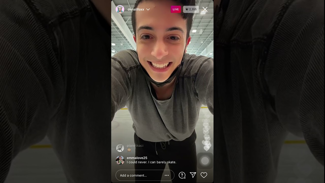 Denali on ice! (Ice skating on Instagram Live March 19, 2021)