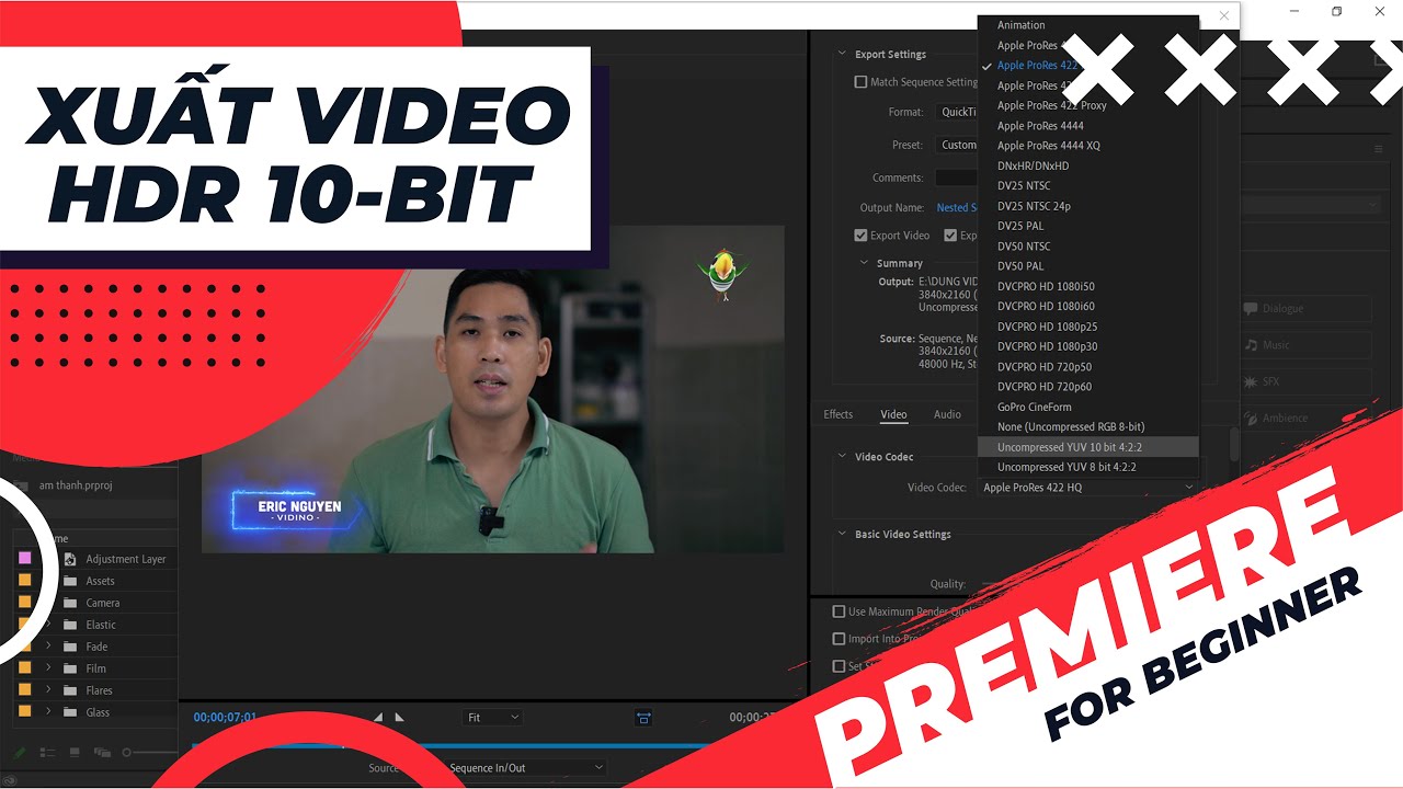 Cách xuất file video HDR hoặc file video 10 bit trong Adobe Premiere