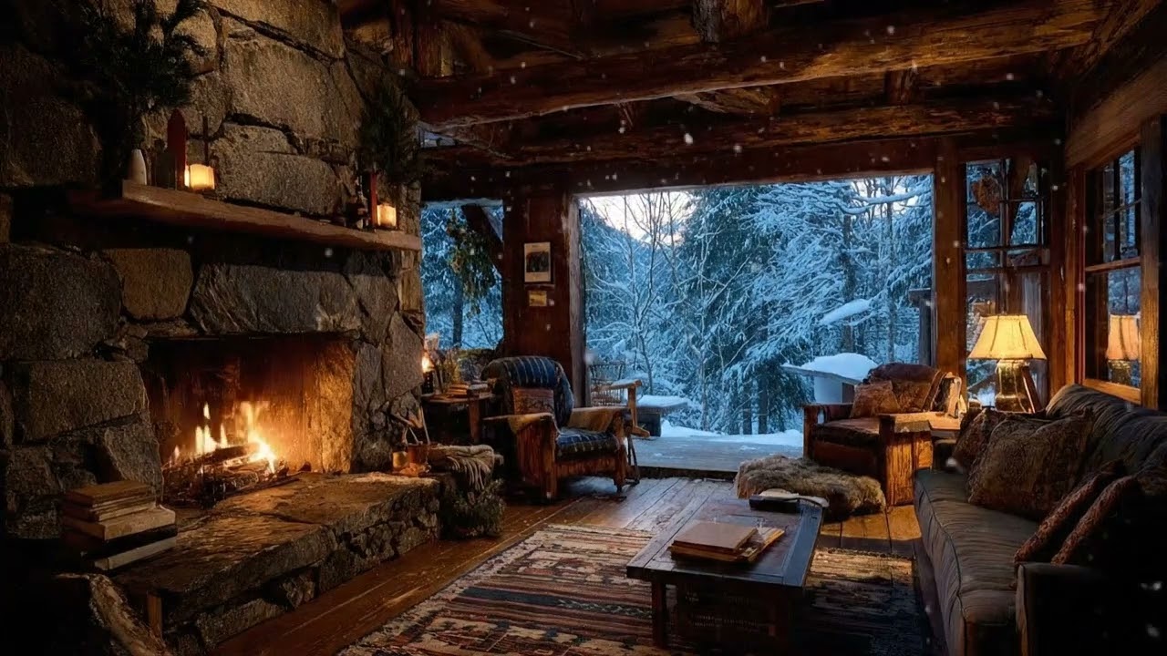 Cozy Cabin Jazz by the Fireplace 🔥🌙 Soft Night Ambience for Deep Sleep