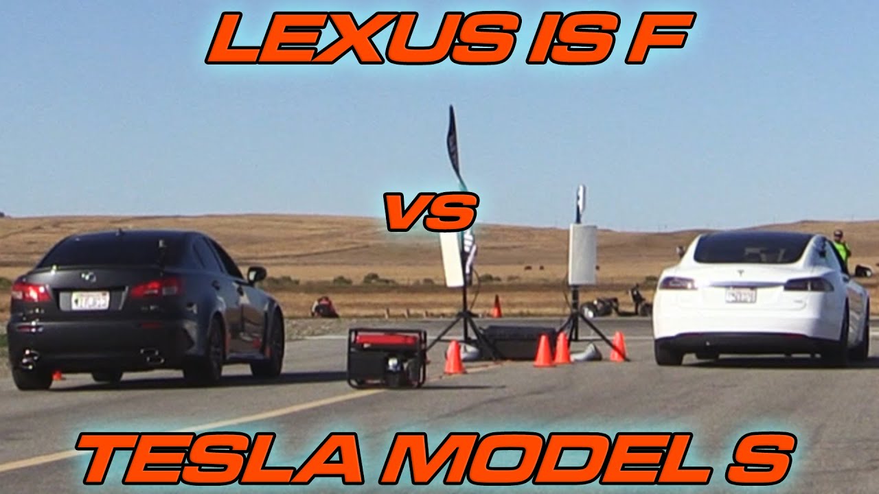 Tesla Model S vs Lexus ISF - 1/2 Mile Drag Race!