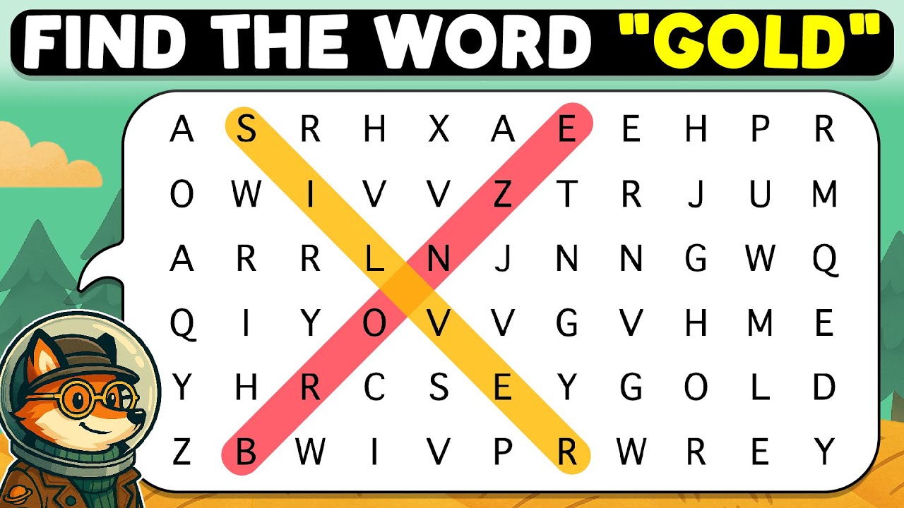 🦊🔍 Can You Uncover the Word “GOLD”? 🔎🦊 | Word Search Puzzle