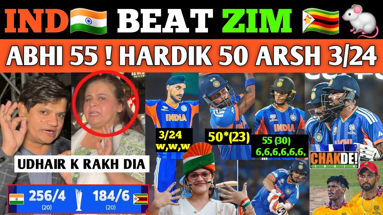 BIGGEST EVER WIN FOR 🇮🇳IND VS ZIM 🇿🇼|ONE MORE TO GO | Abhi 55 HARDIK 50 TILAK 45 | PAK public react 