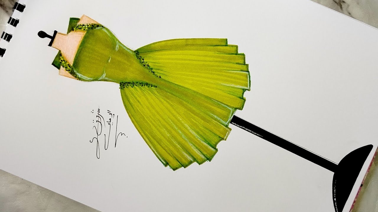 Простой и незамысловатый рисунок короткого платья для начинающих 💚💚💚🧚‍♂️✨