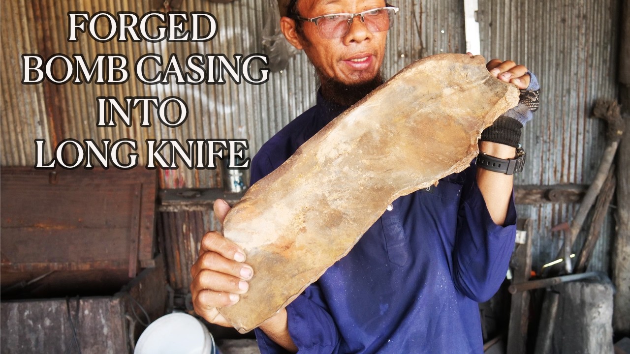 KNIFE FROM BOMB CASING / INCREDIBLE BLACKSMITHING