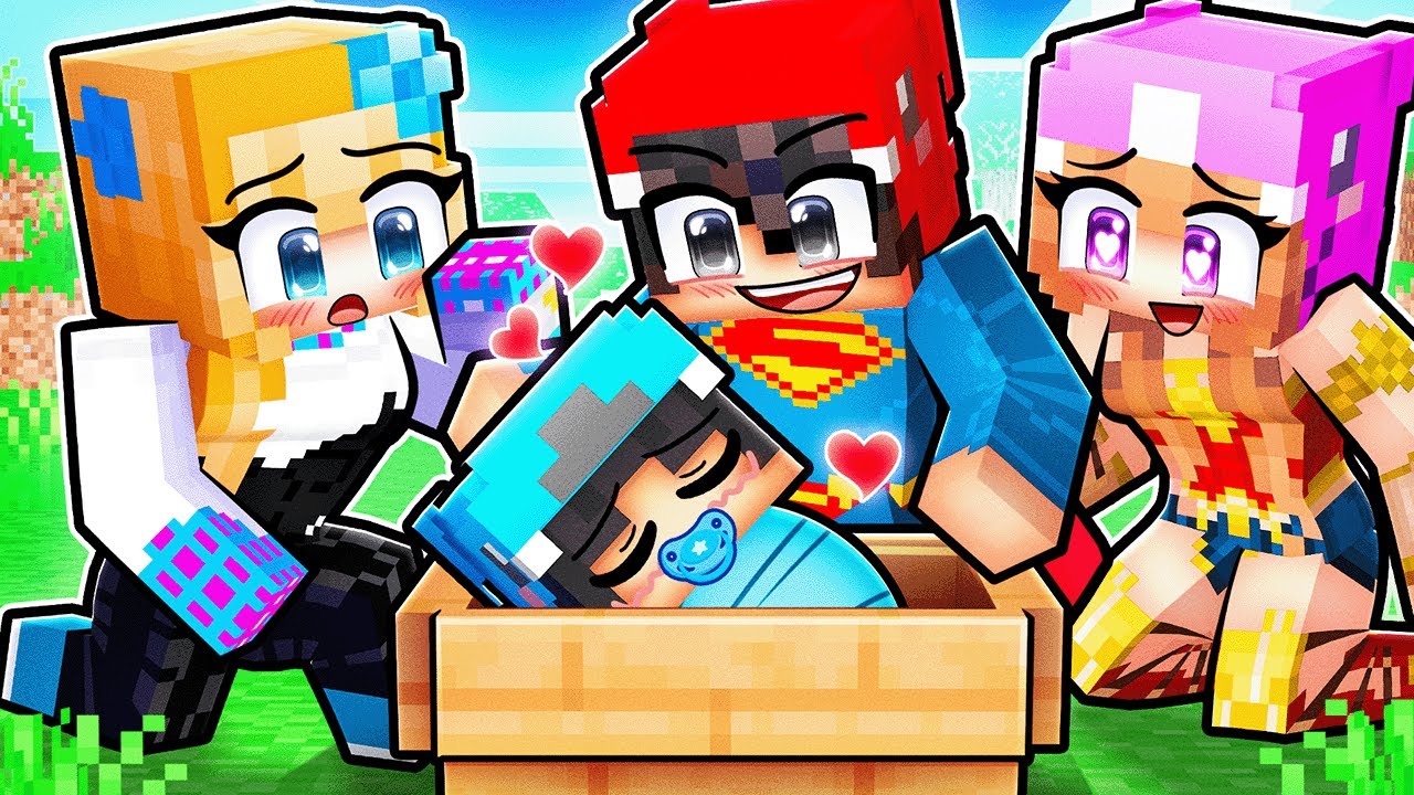 Baby Omz Adopted by SUPERHEROES Sad Story in Minecraft
