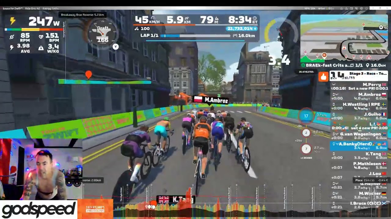 Zwift Stage 3 - Race - Tour de Zwift Today 06:10 BRAEk-fast Crits and Grits   1 Laps   22 km