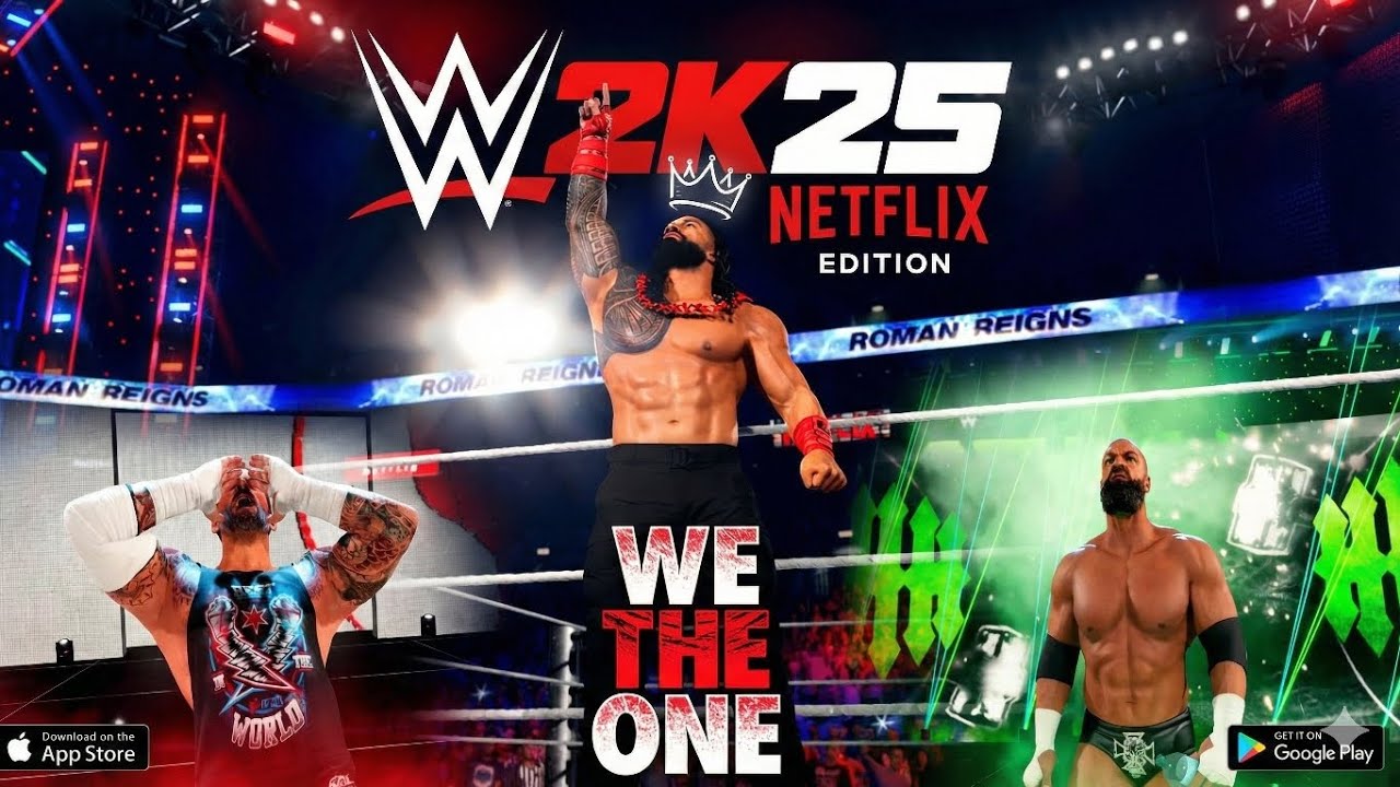 ROMAN REGION VS CM PUNK & TRIPLE H || full match || wwe 2k25 netflix mobile addition|| #romanreigns 