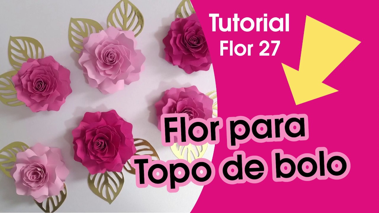 Como modelar flor de papel para topo de bolo _Tutorial Flor 27 - Abelha de Papel #floresdepapel