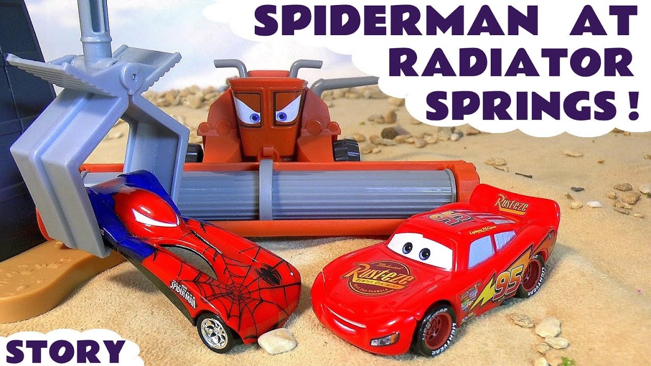 Cars Toys Lightning McQueen Story Showing Spiderman Radiator Springs
