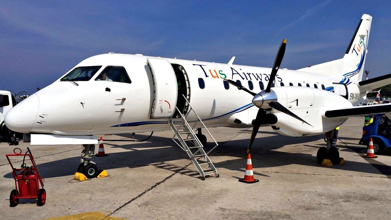 Tus Airways Saab 340B - First Flight to Haifa Airport / LCA-HFA - Amazing Scenery! GoPro Wing View