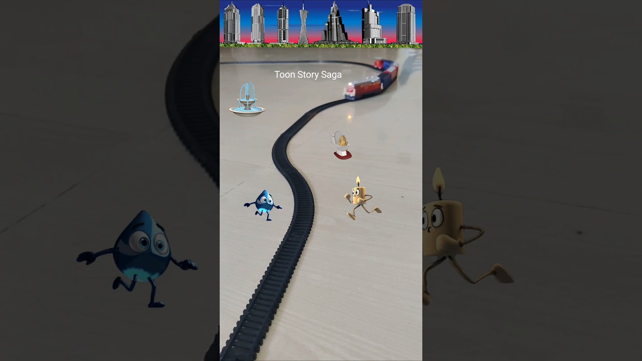 Waterdrop💧and Candle🕯️meet at the railway track and train is approaching fast | Train Cartoon