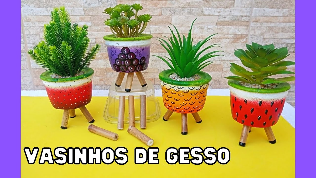 Como fazer VASINHOS de GESSO com pezinhos / Artesanato / Decoração / DIY