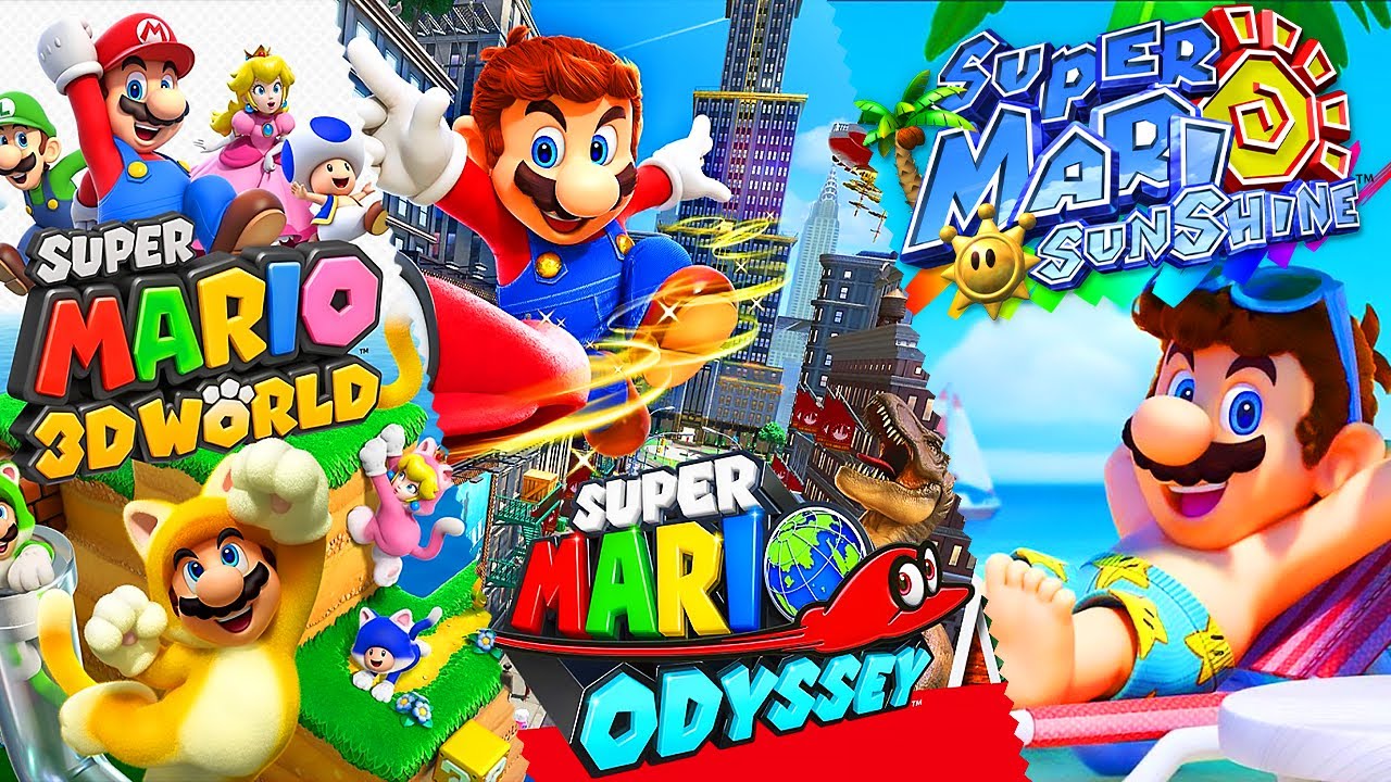 Super Mario 3D World + Super Mario Odyssey + Super Mario Sunshine - Full Game Walkthrough