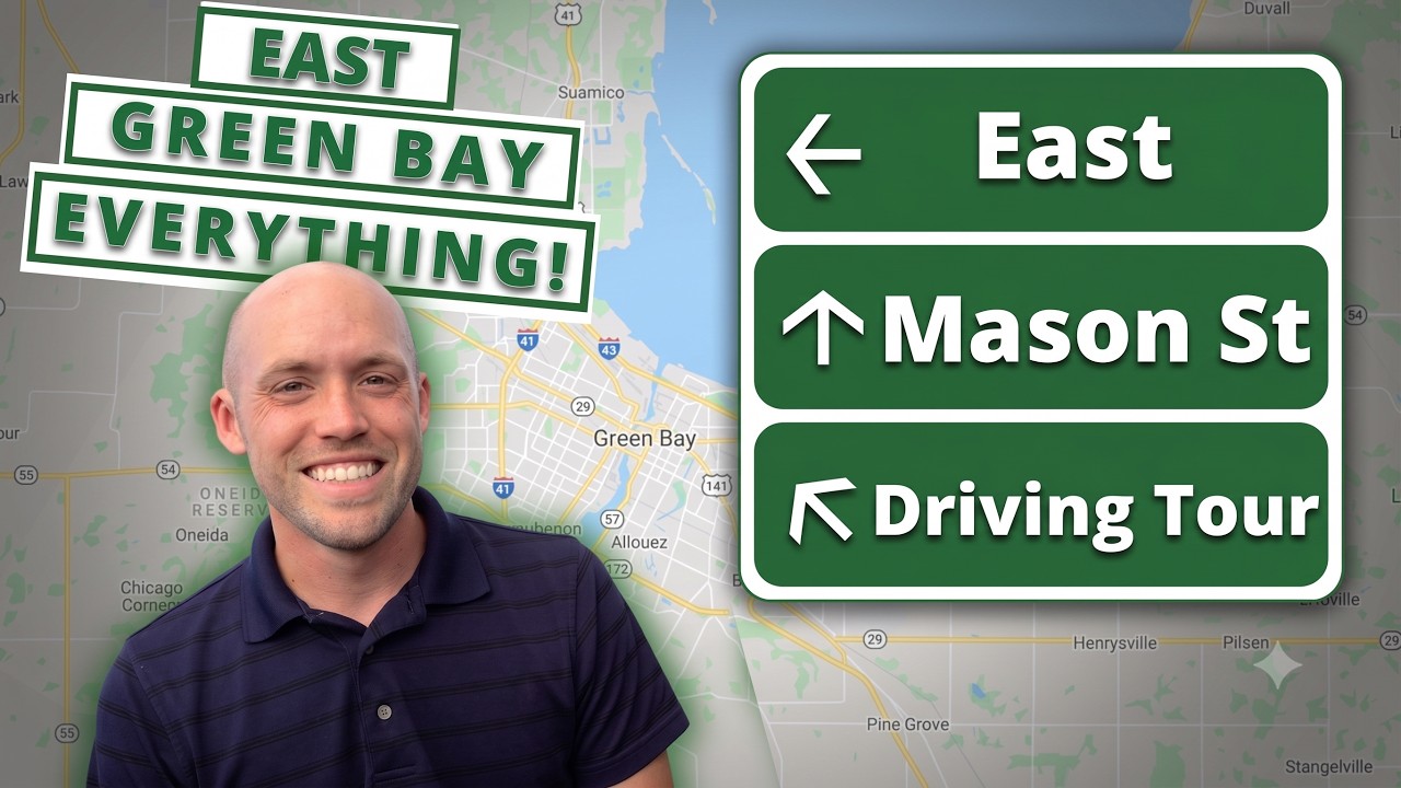 Green Bay Wisconsin Driving Tour -  East Mason Street (You can find just about everything here)