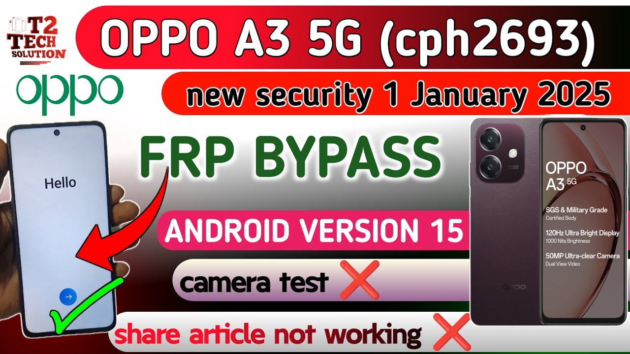 OPPO A3 5G FRP BYPASS ANDROID VERSION 15 WITHOUT PC|| NEW METHOD ✅💯 WORKING 2025 CPH2693