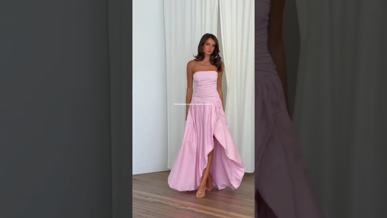 The perfect 🥀 our strapless Maxi Dress in baby pink 💓 #fashion #model #beauty #style #outfit #shorts