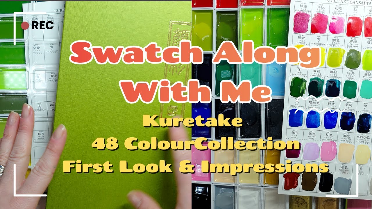 Swatch Along With Me - Kuretake Gansai Tambi 48 Paints Colour Collection First look and Impressions
