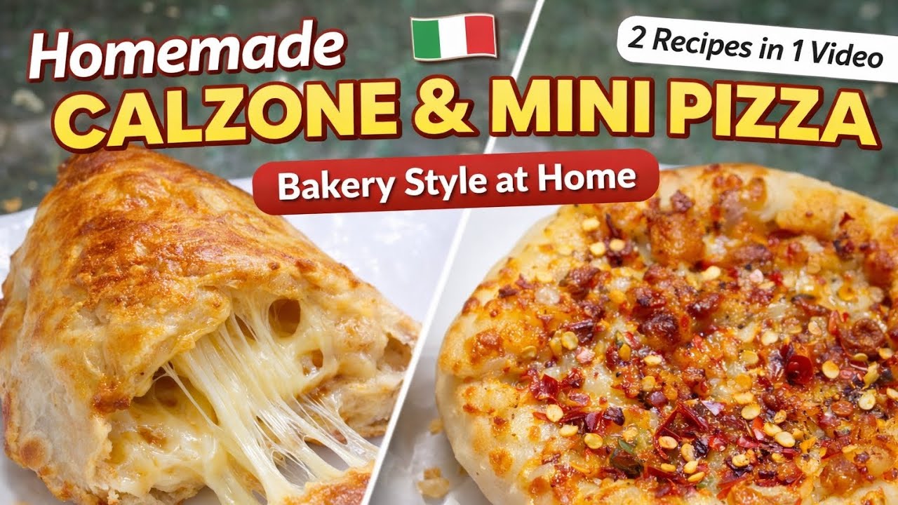 Homemade Calzones & Mini Pizza 🍕✨Crispy outside, cheesy inside 😍Perfect snack for kids & family ❤️