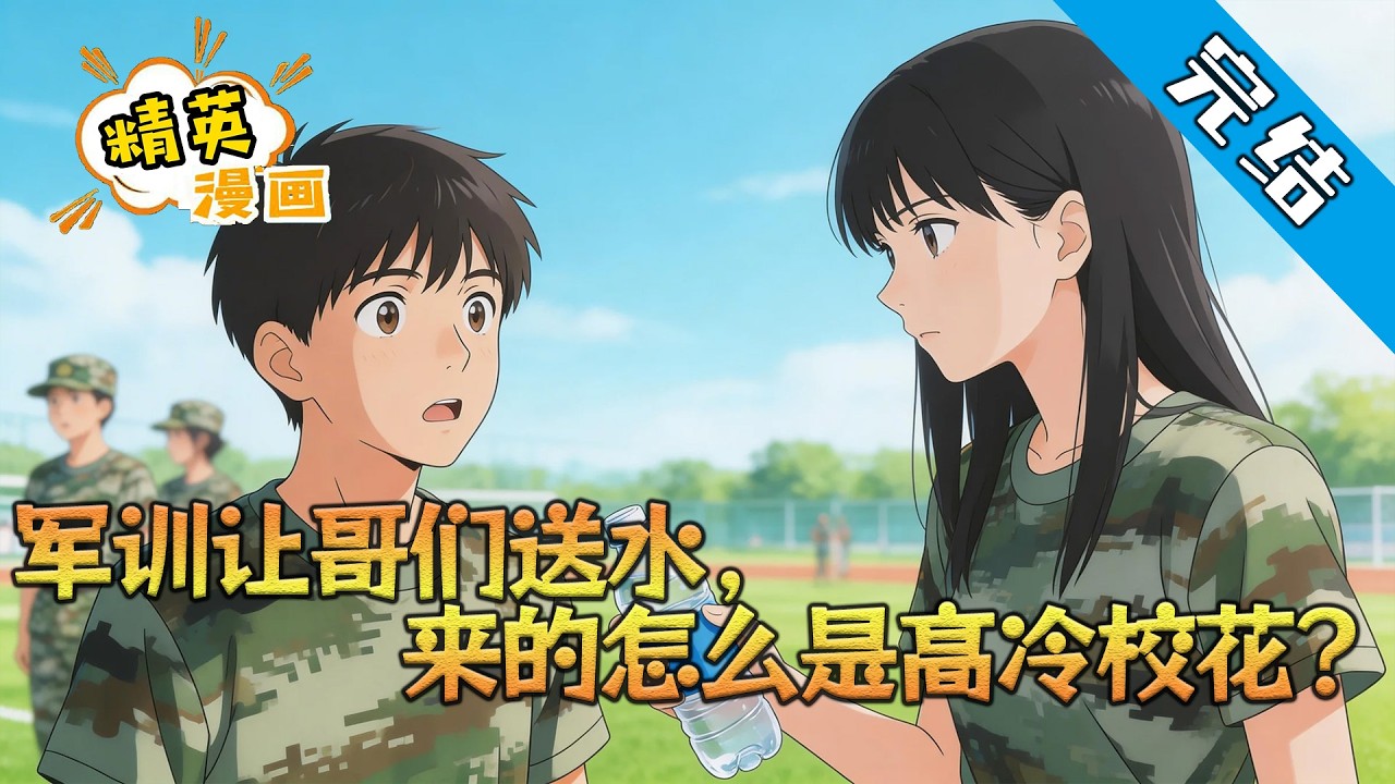 【完结】《军训让哥们送水，来的怎么是高冷校花？》江策和游戏里的好兄弟开黑一个月，约好军训送水。第二天校花梁晓薇提着六杯柠檬水站他面前：“辛苦了。”他傻了：“不是，你是女的？”#小说 #都市 #精英漫画