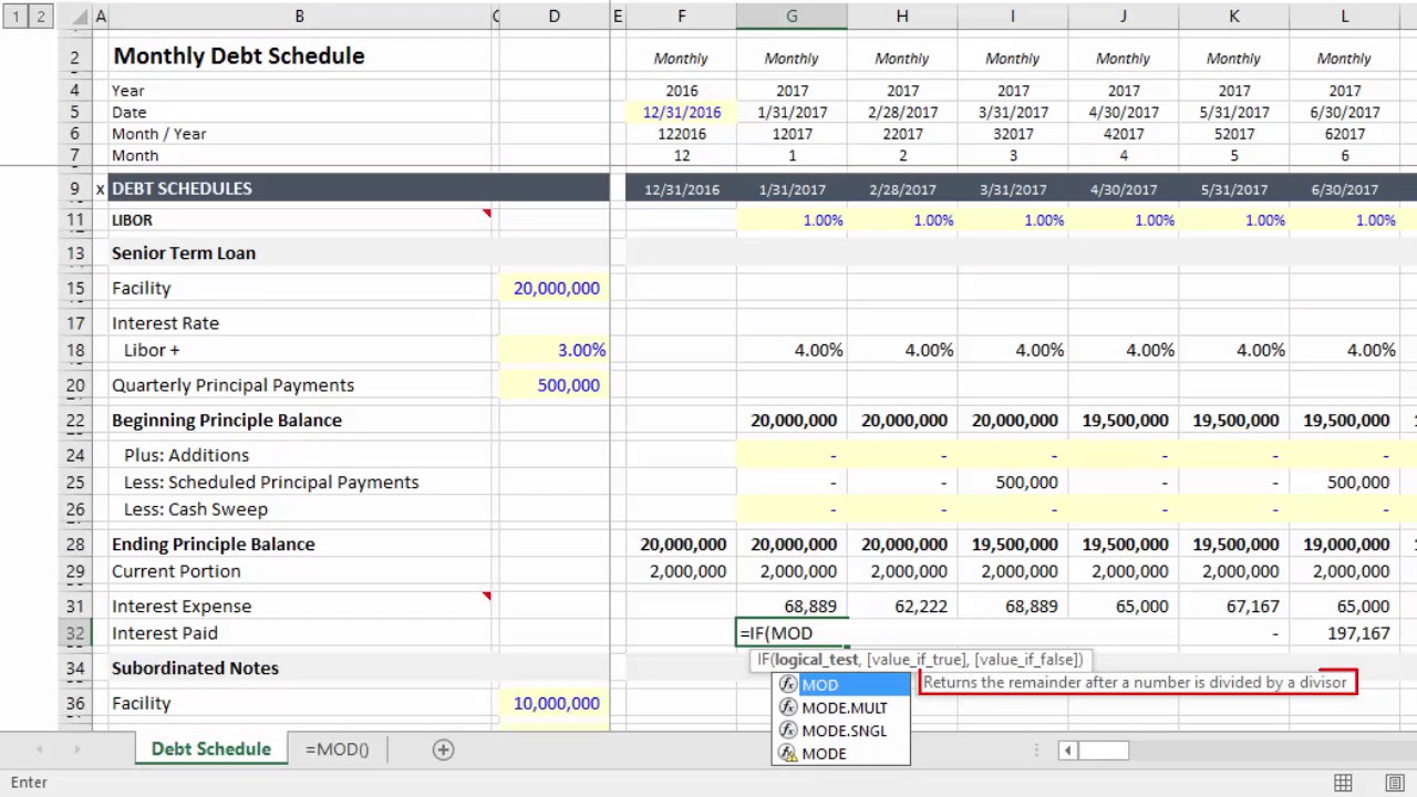 Excel: Use =MOD() to Calculate Quarterly Interest Payments