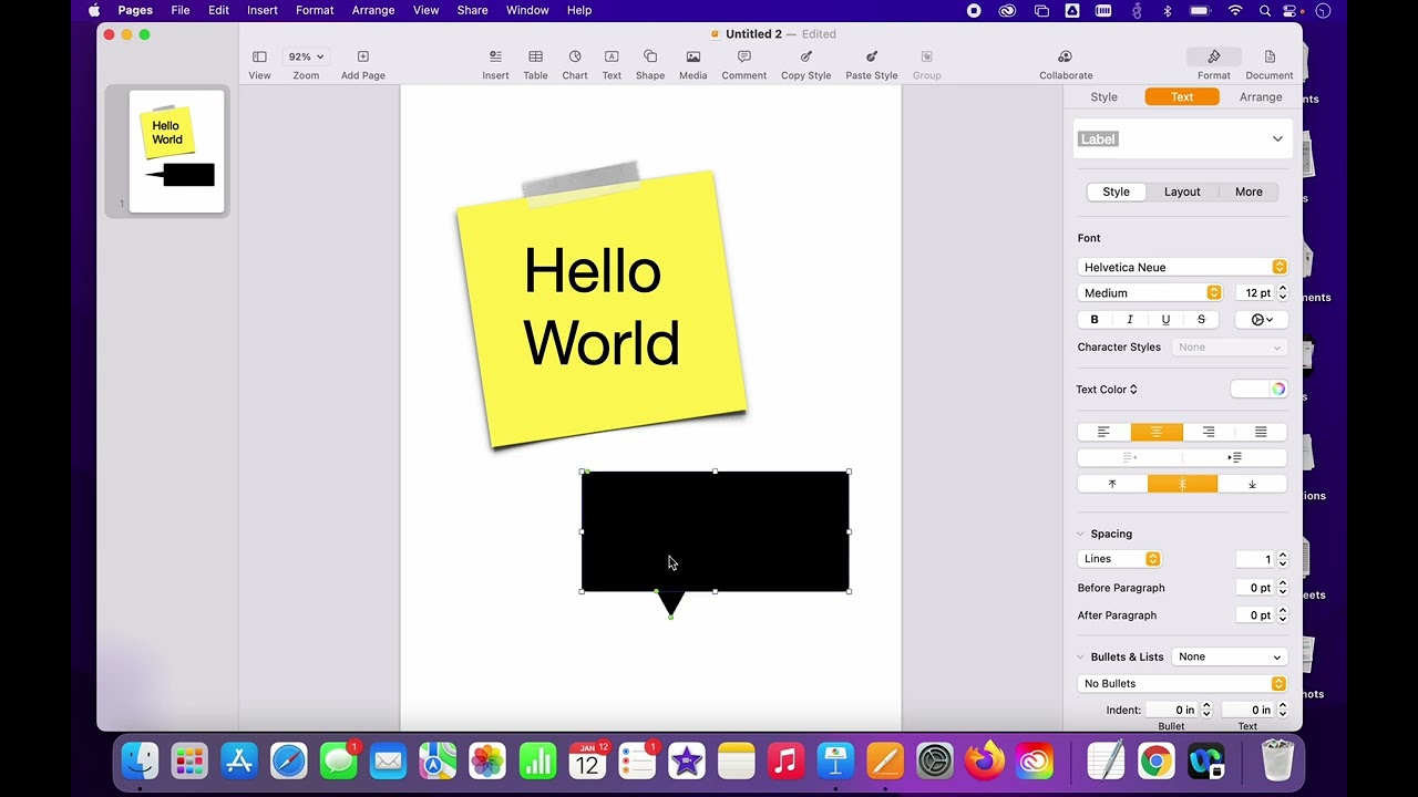 Pages: fonts and formatting text