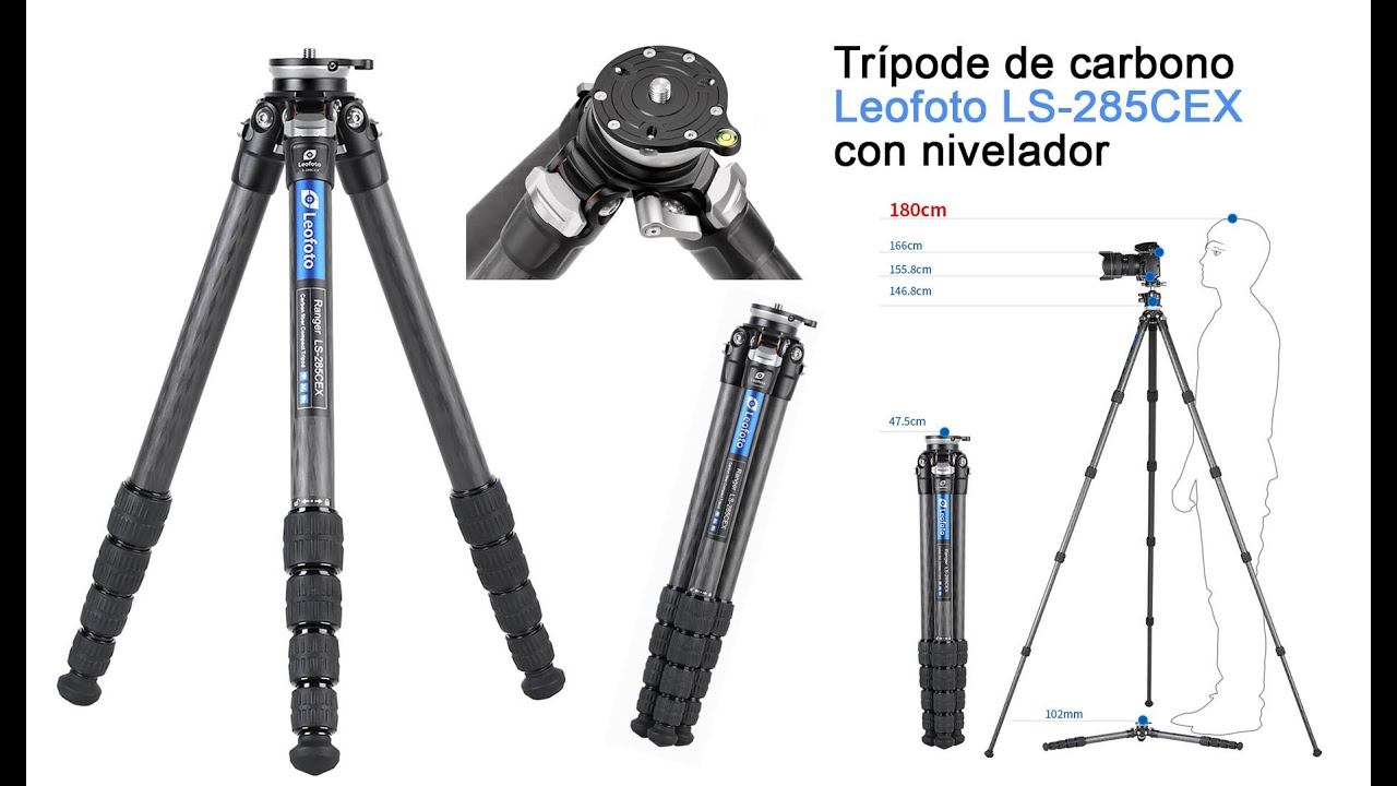 Trípode de carbono Leofoto LS- 285CEX con nivelador