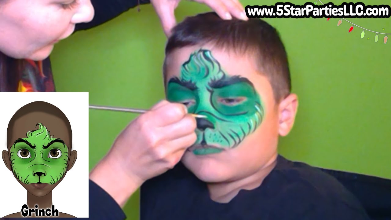 Grinch face painting tutorial - quick and easy - great for holiday events