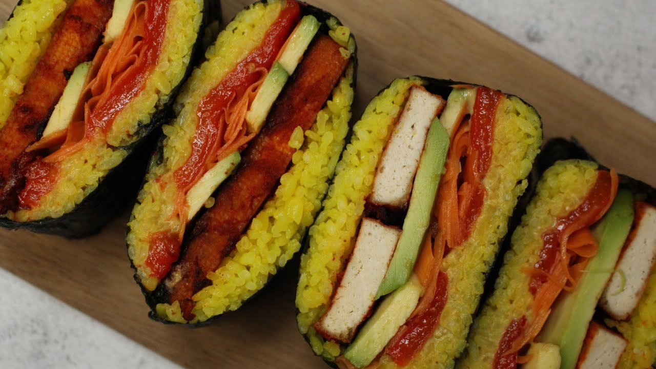 Sushi Sandwich (Onigirazu) Vegan, Oil-free, Gluten-free