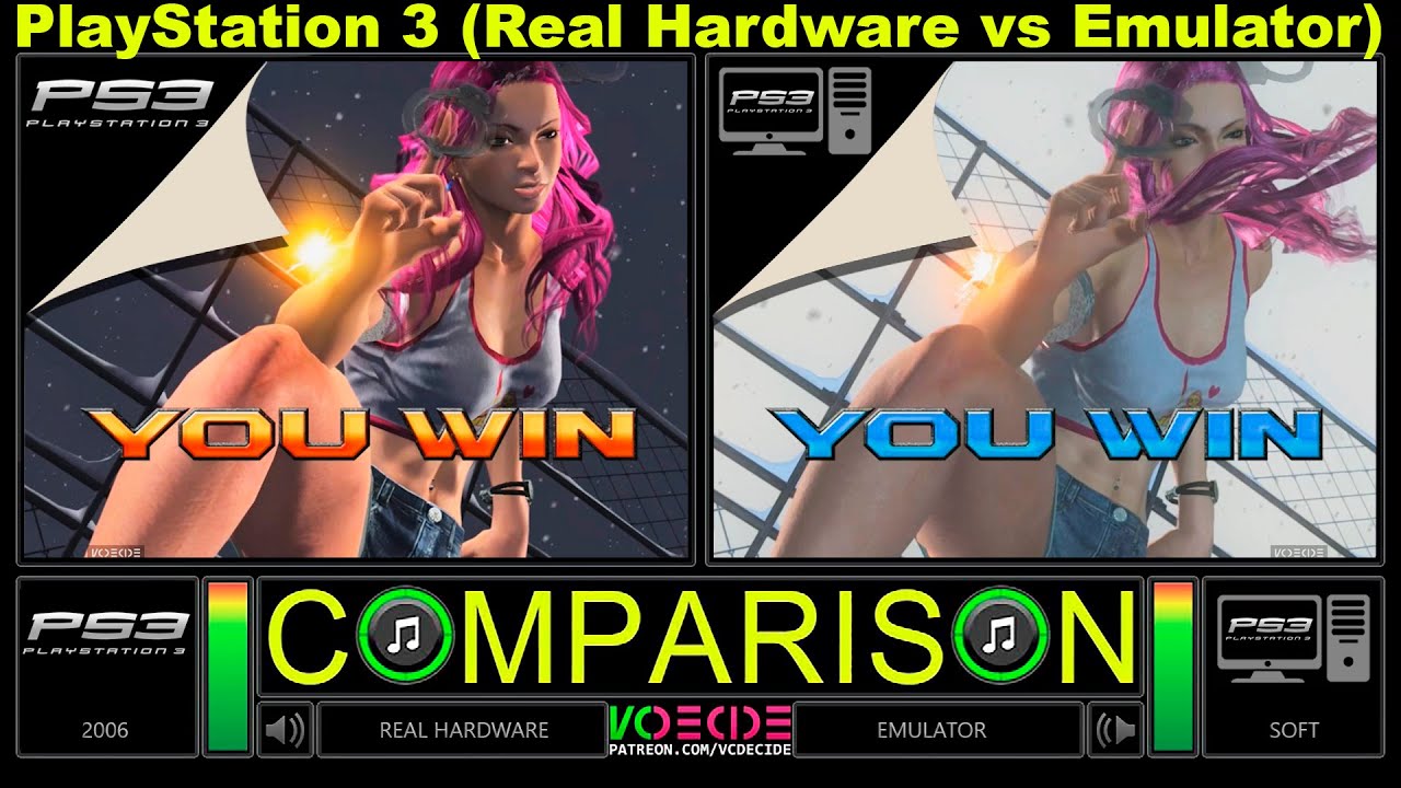 [Hack] VF5FS vs VF5R:estored (Real PlayStation 3 vs PlayStation 3 Emulator) Side by Side Comparison