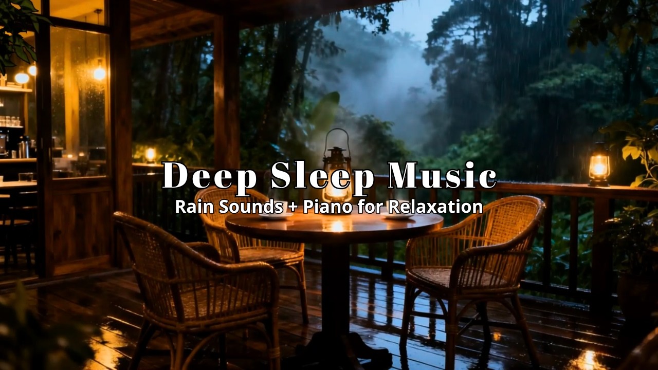 Relaxing Music with Rain Sounds & Piano in Hidden Rainforest Coffee Nook for Insomnia Relief