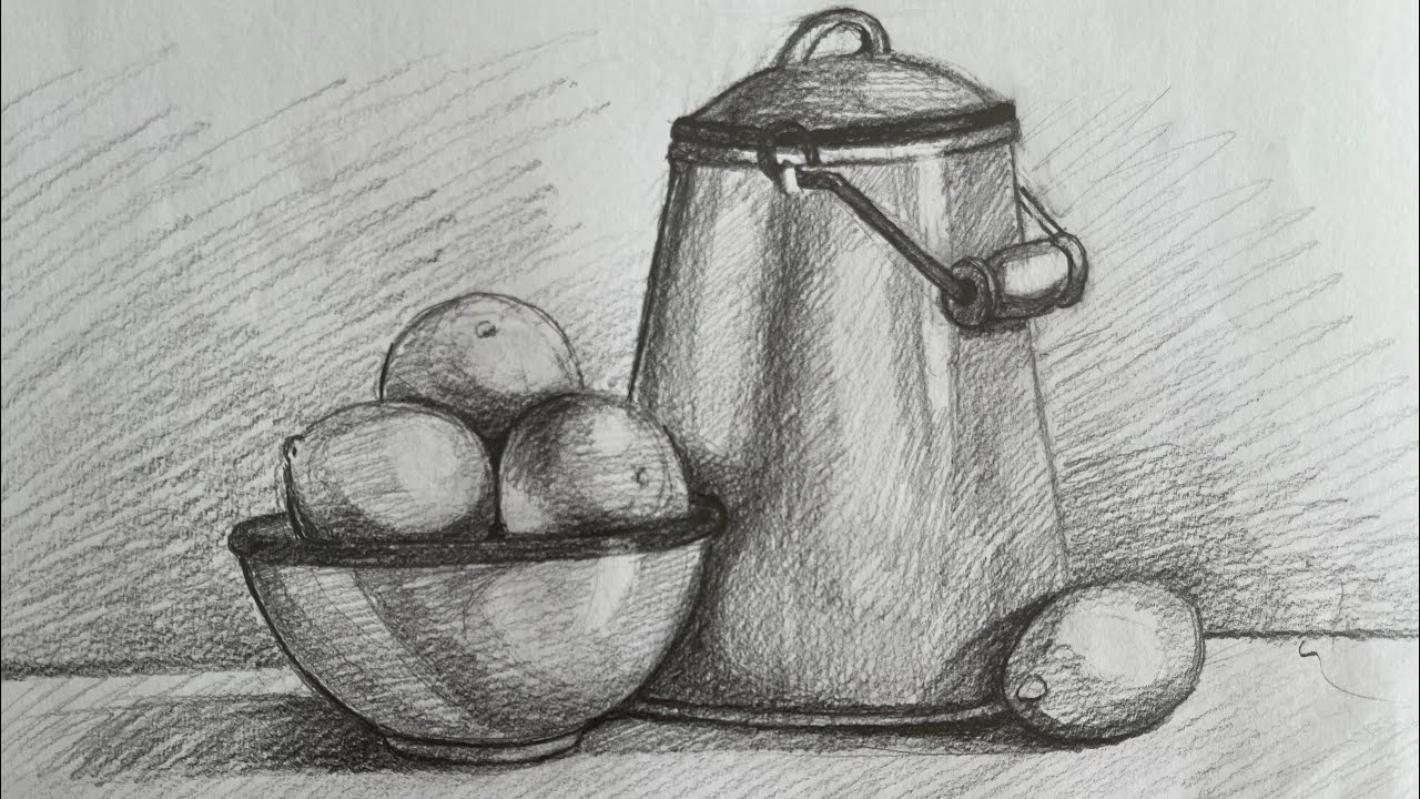 OBJE KOMPOZİSYONU ÇİZİMİ TONLAMASI/ DRAWING ANDTONING OBJECT COMPOSITION,STILL LIFE DRAWİNG