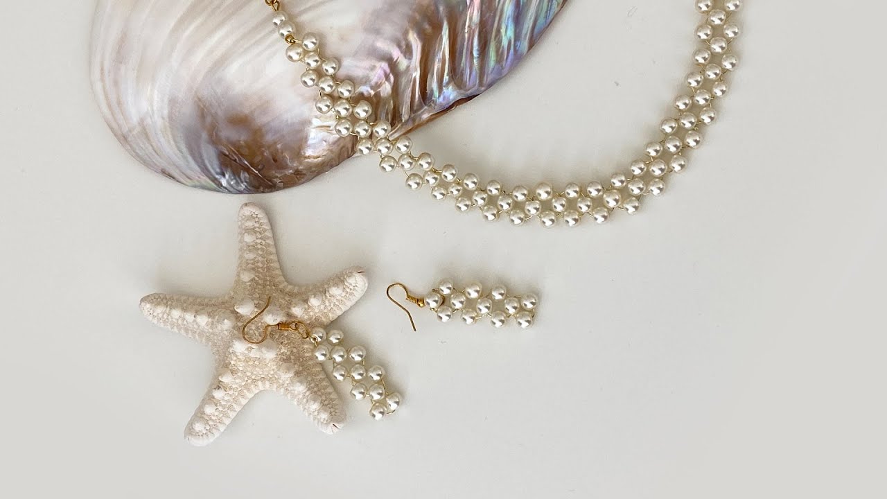 آموزش ساخت نیم ست مروارید | DIY Easy Pearl Necklace and Earring Set