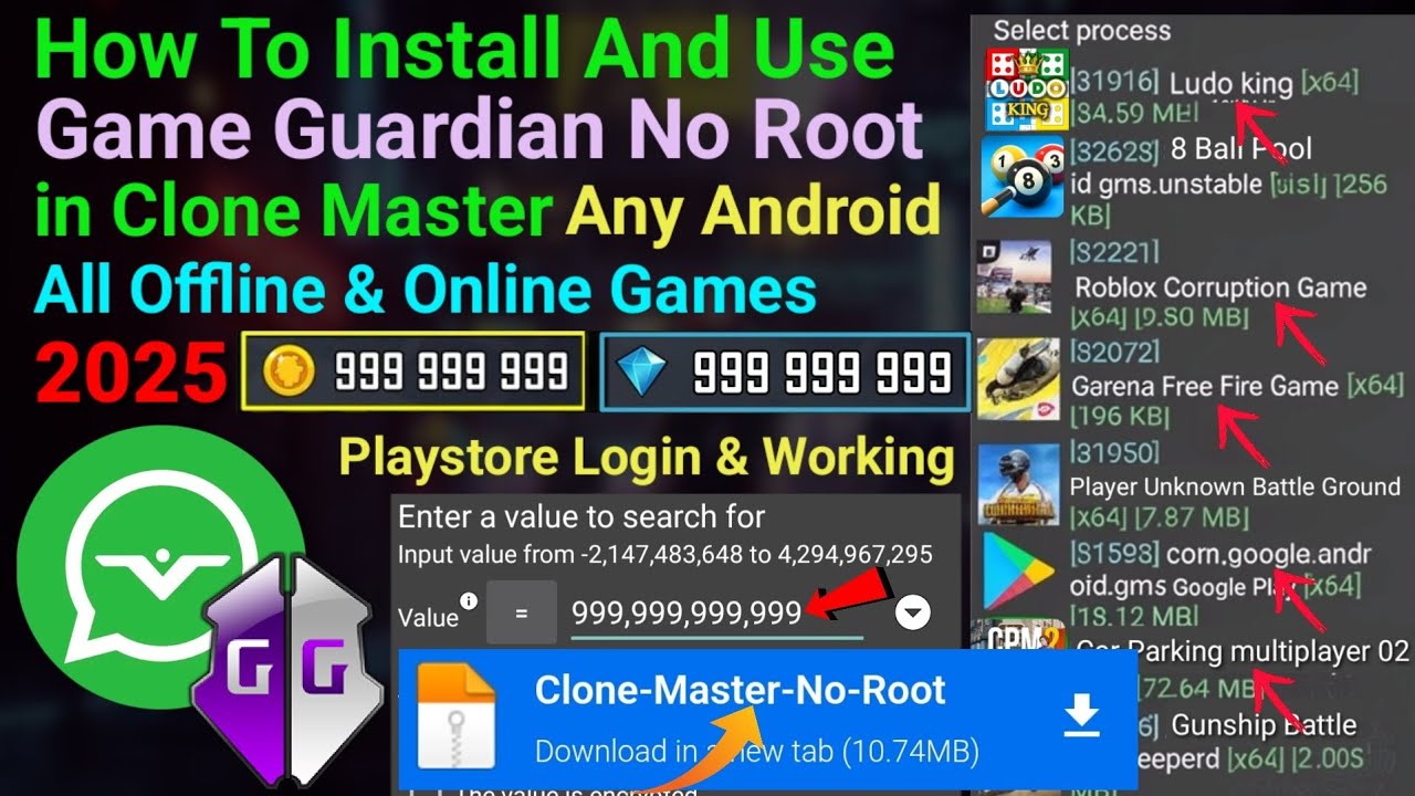 How To Install And Use Game Guardian No Root in Clone Master For Any Android || 2025