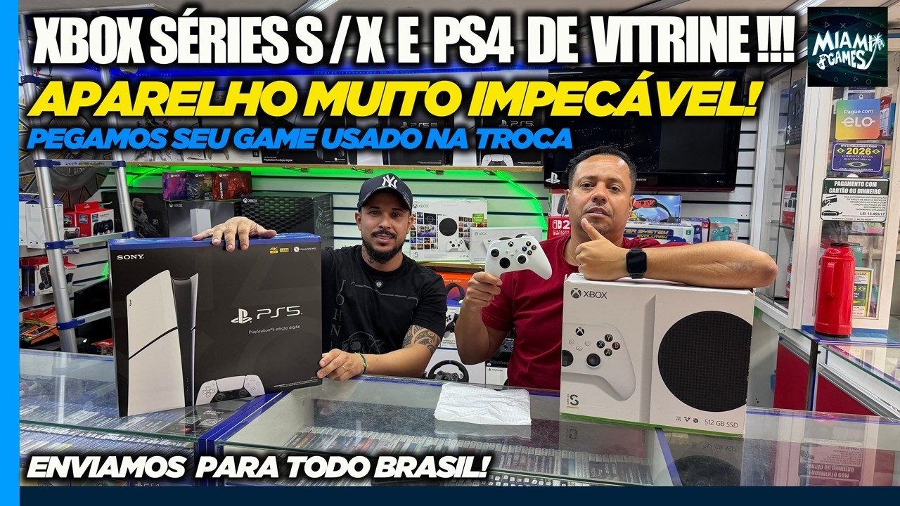 XBOX SÉRIES S/X E PS4 DE VITRINE! APARELHOS MUITO IMPECÁVEL! MIAMI GAMES