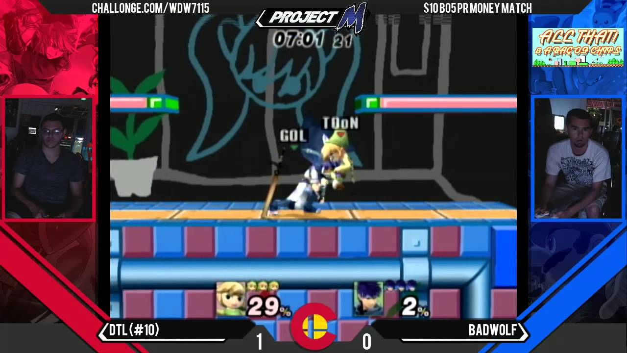 WDW - DTL (Toon Link) Vs. Badwolf (Ike) $10 Bo5 PR Money Match - Project M 3.6 Beta