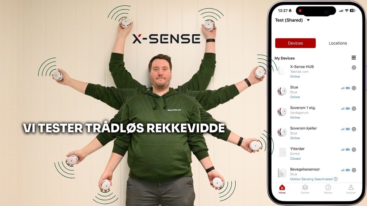X Sense HUB | Test av rekkevidde