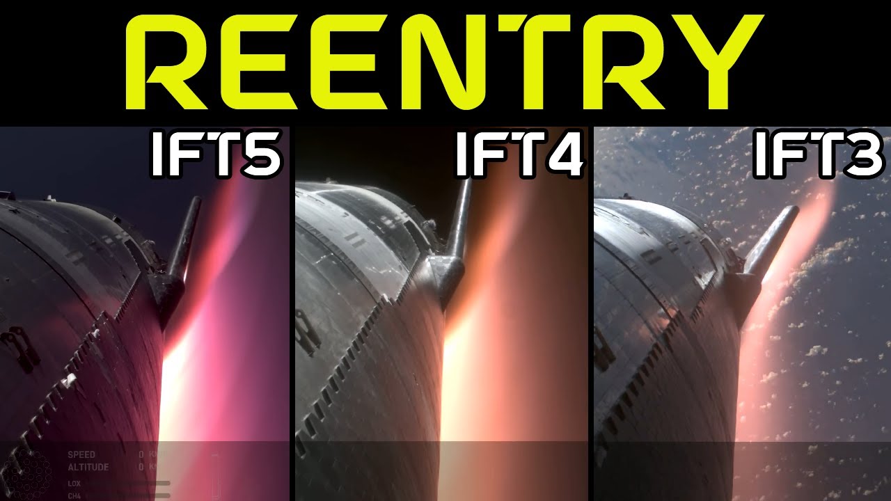 Starship Reentry SYNCED IFT5 v IFT4 v IFT3