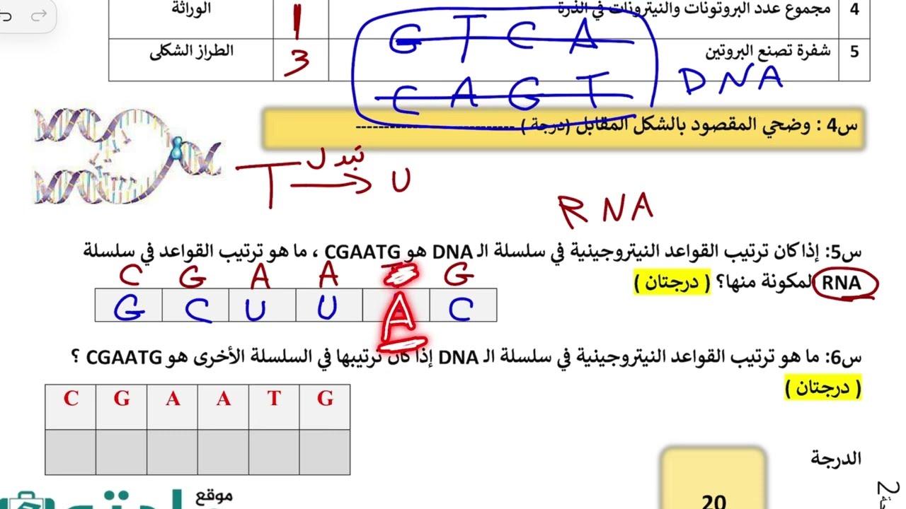 اختبار علوم الفترة الثانية ثالث متوسط الترم الاول
