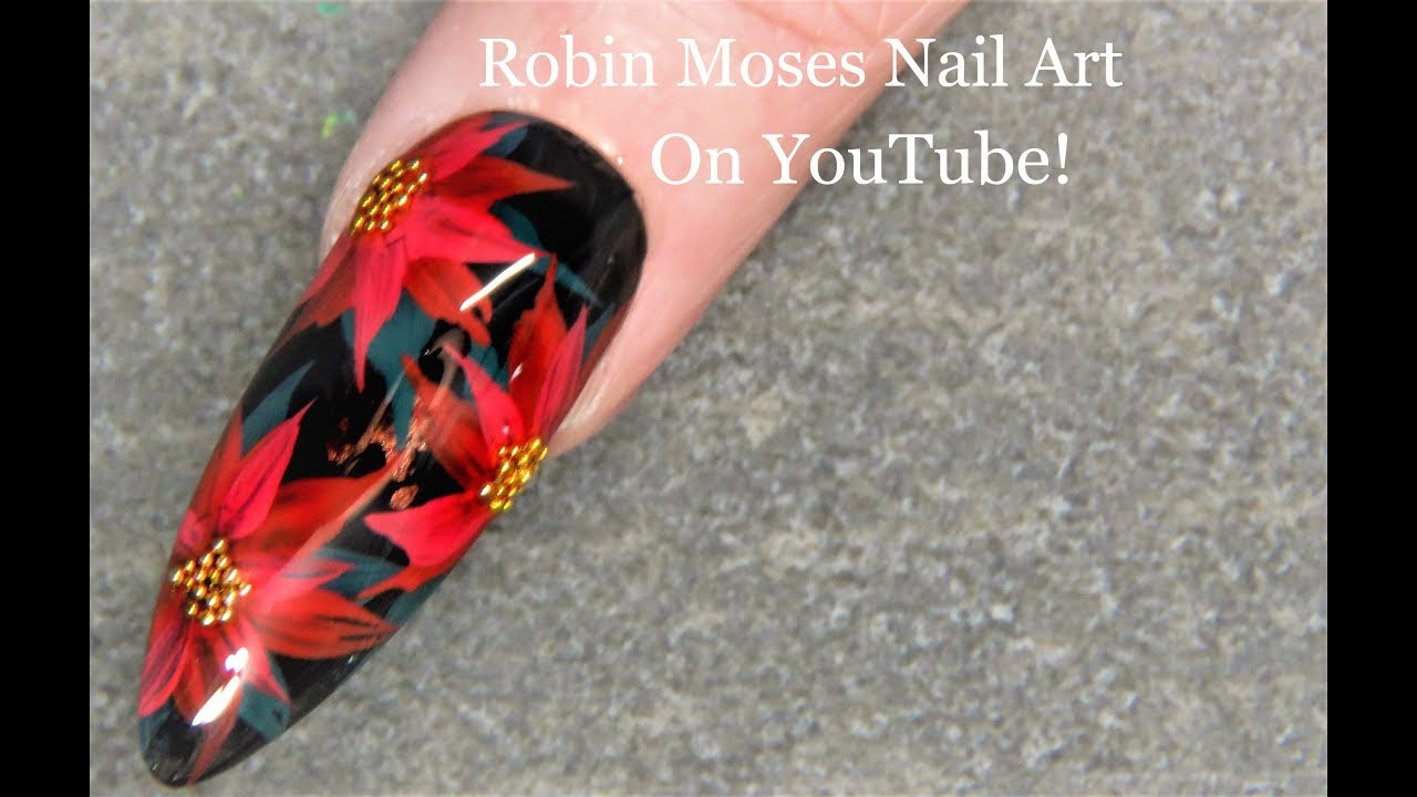 Christmas Poinsettia Nails For Beginners | Xmas Nail Art Design