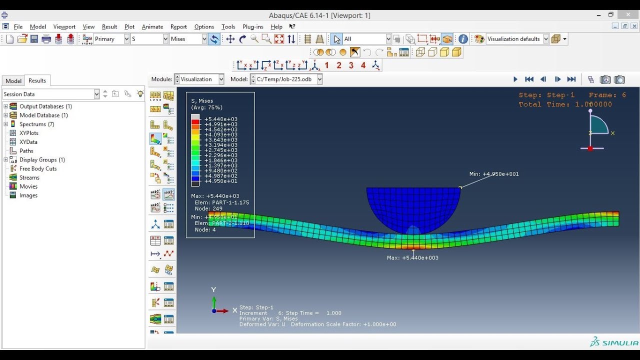 Abaqus Tutorial Videos - Non Linear Contact Analysis of 2D Shell Part  in Abaqus 6.14