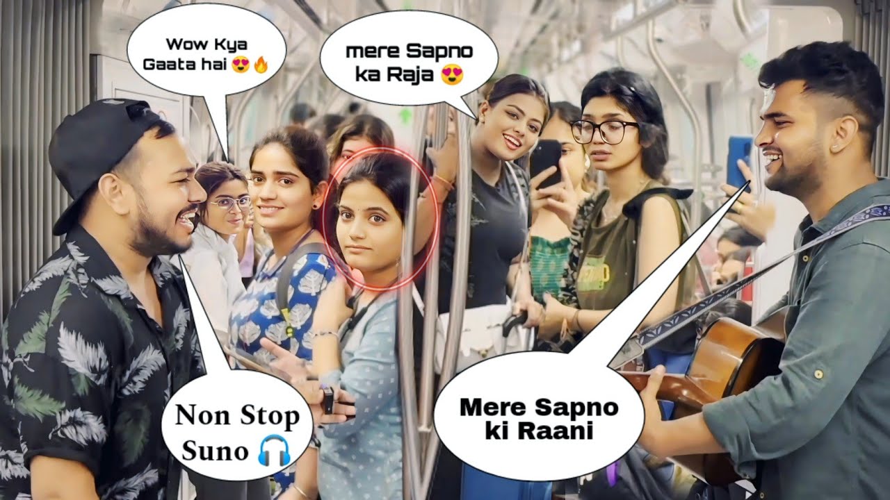 Singing in Metro (मेट्रो)🚇Girls Shocking Reaction Back To back 14 Minutes Bollywood Hits Songs 2024